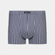 Cotton Stretch Mens Trunk in CHINA BLUE BLACK AND WHITE STR. Flat lay front view