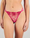 Model wears Heritage Bloom Thong in FANTASY FUCHSIA. On body front view