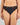 Model wears Laurel High Cut Brief in BLACK. On body front view