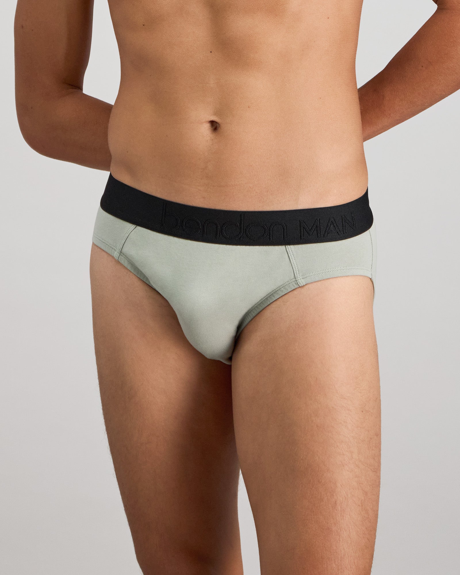 Everyday Essential Mens Brief in ICEBERG GREEN. Feature shot