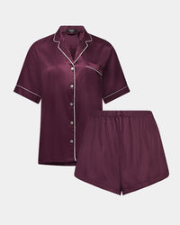 Holly Short Pj Set in FIG. Flat lay front view