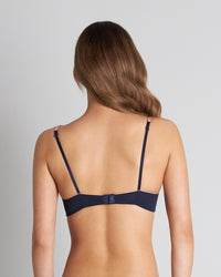 Model wears Sofia Underwire Bra in PEACOAT/BELLINI. On body back view