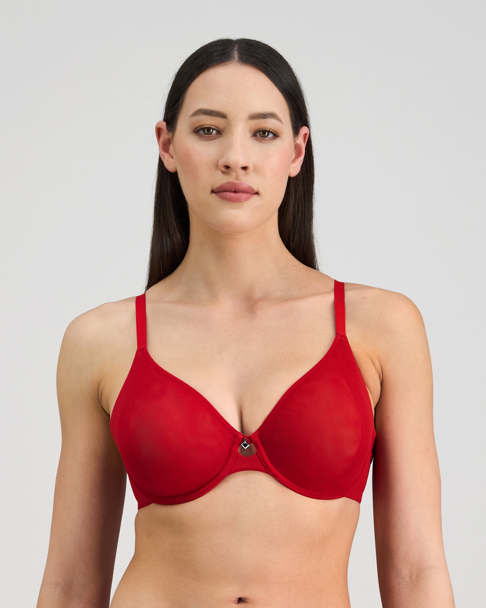 Model wears Lightweight Underwire Bra in SALSA. On body front view