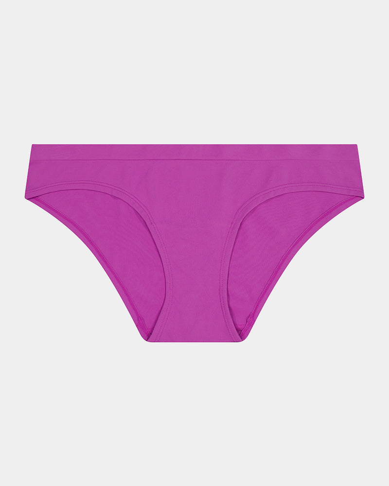 Seamless Soft Bikini in RADIANT ORCHID. Flat lay front view