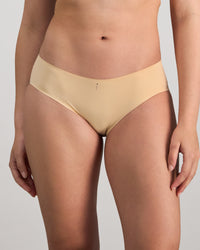 Model wears My Fit Smooth Brazilian in FRAPPE. On body front view