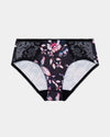 Wild Violet Full Brief in DARK FOLKLORE PRINT. Flat lay front view