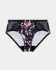 Wild Violet Full Brief in DARK FOLKLORE PRINT. Flat lay front view