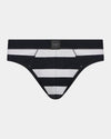 Rugby Stripe Mens Brief in BLACK RUGBY STRIPE. Flat lay front view
