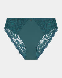 Laurel High Cut Brief in MEDITERRANEA. Flat lay front view