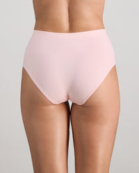 Model wears Seamless Soft Full Brief in ICY PINK. On body back view