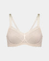 Delicate Lace Underwire Bra in IVORY/CREAM TAN. Flat lay front view