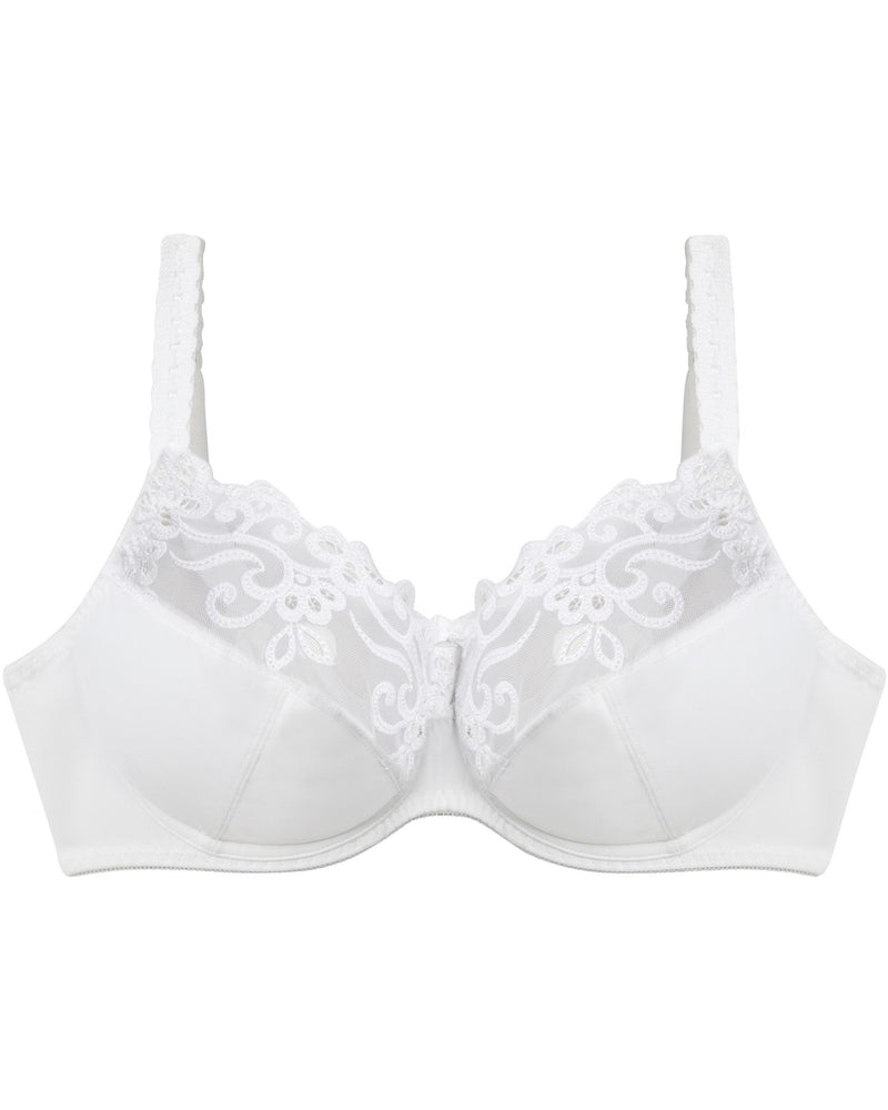 Coral Underwire Bra in WHITE. Flat lay front view