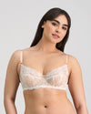 Model wears Sofia Underwire Bra in CAMEO. On body front view