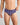 Model wears Cotton Stretch Mens Brief in BITTERSWEET/REGATTA STRIPE. On body front view