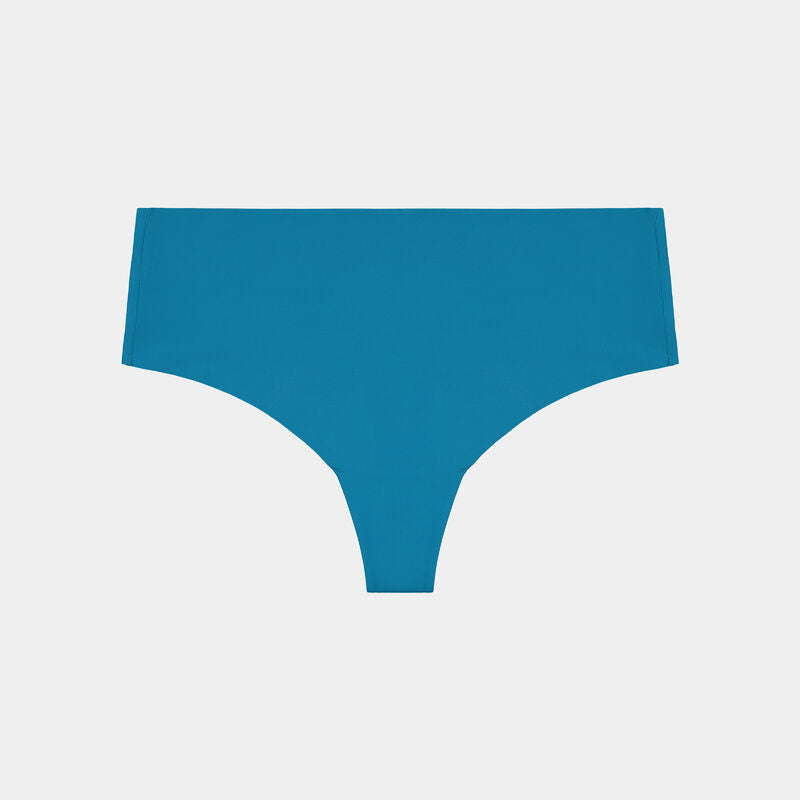No Show Thong in OCEAN DEPTHS. Flat lay front view