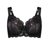Midnight Express Underwire Bra in BLACK. Flat lay front view