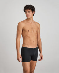 Cotton Stretch Mens Trunk in BLACK. Flat lay back view