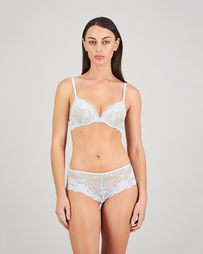 My Fit Lace Brazilian in OMPHALODES. Flat lay back view