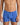 Model wears Cotton Stretch Mens Trunk in SURF THE WEB STRIPE. On body front view