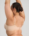 Coral Underwire Bra in LATTE. Flat lay back view