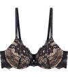 My Fit Lace Push Up Bra in BLACK. Flat lay front view