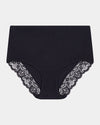 Cotton And Lace Full Brief in BLACK. Flat lay front view