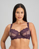 Model wears Nova Rosa Underwire Bra in PLUM PERFECT. On body front view