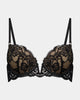 Skylar Push Up Bra in BLACK. Flat lay front view