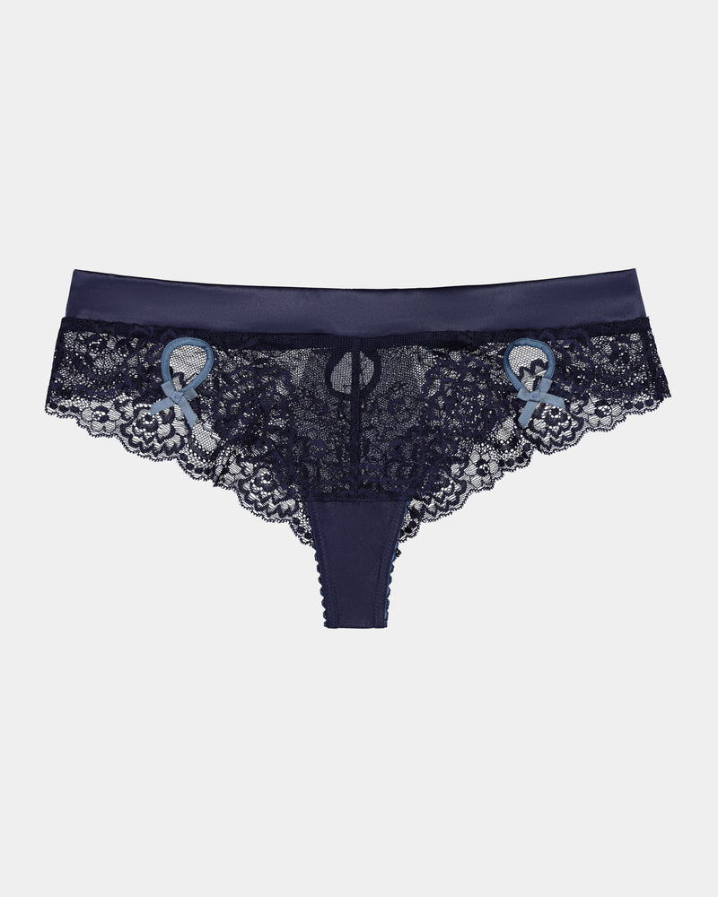 Zoe Thong in ECLIPSE BLUE/COPEN BLUE. Flat lay front view