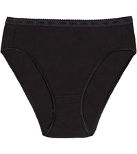 Freedom High Cut Brief in BLACK. Flat lay front view