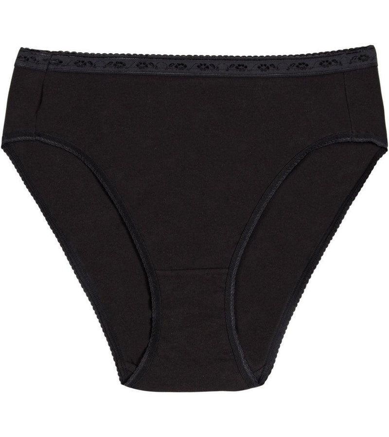 Freedom High Cut Brief in BLACK. Flat lay front view