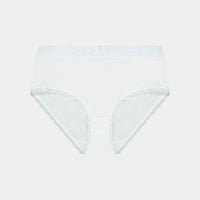 Cotton Logo Full Brief in WHITE. Flat lay front view