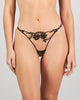 Model wears Niara Thong in BLACK. On body front view