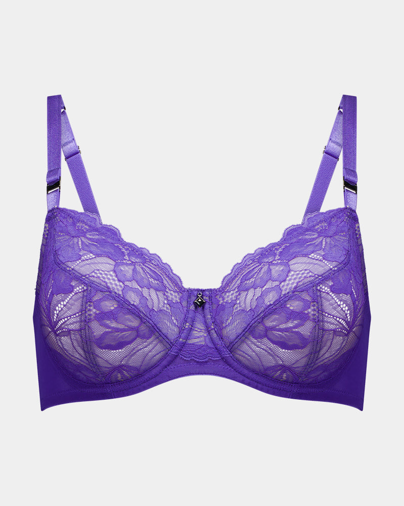 Billie Underwire Bra in TILLANDSIA. Flat lay front view