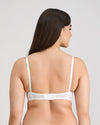 Model wears Sofia Contour Bra in BRIGHT WHITE. On body back view