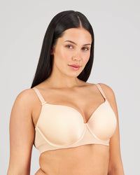 Model wears Bendon Body Contour Bra in LATTE. On body side view