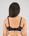 Model wears Laurel Underwire Bra in BLACK. On body back view