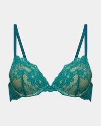 My Fit Lace Push Up Bra in EVERGLADE. Flat lay front view