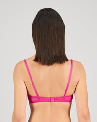 Model wears Heritage Bloom Underwire Bra in FANTASY FUCHSIA. On body back view