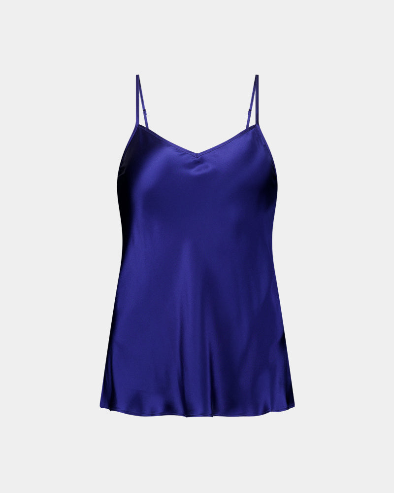 Silk Brilliance Camisole in INK. Flat lay front view