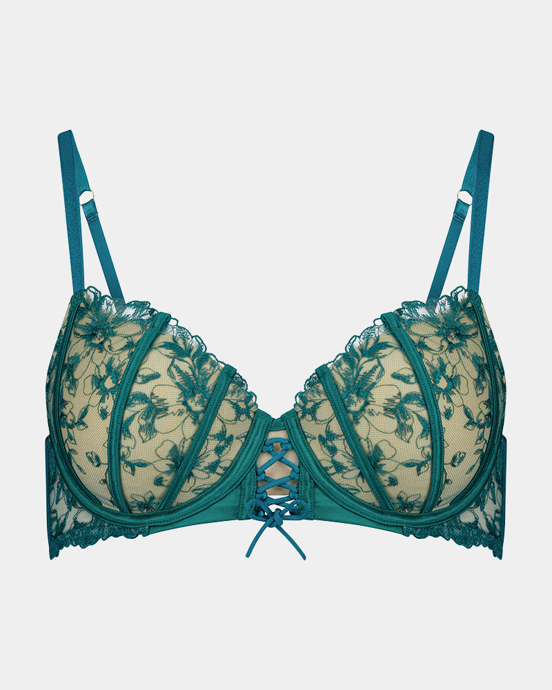Cherie Contour Bra in EVERGLADE. Flat lay front view