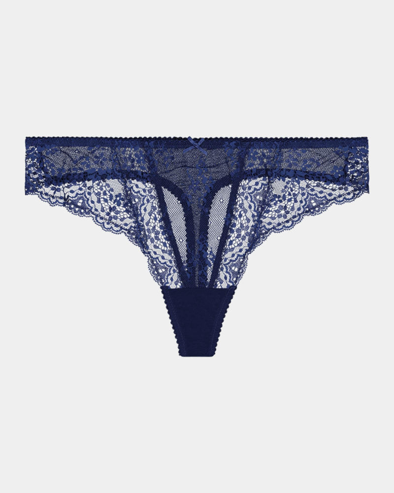 Sofia Thong in Medieval Blue. Flat lay front view