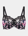 Wild Violet Underwire Bra in DARK FOLKLORE PRINT. Flat lay front view