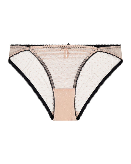 Kiki Bikini in LATTE/BLACK. Flat lay front view