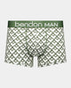 Retros Print Mens Trunk in ART DECO TILE PRINT. Flat lay front view