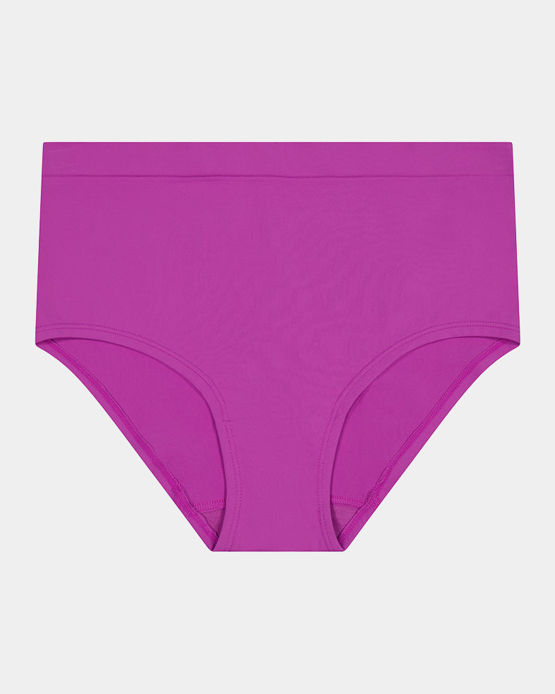 Seamless Soft Full Brief in RADIANT ORCHID. Flat lay front view