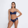 Model wears Zoe Midi in ECLIPSE BLUE/COPEN BLUE. On body front view
