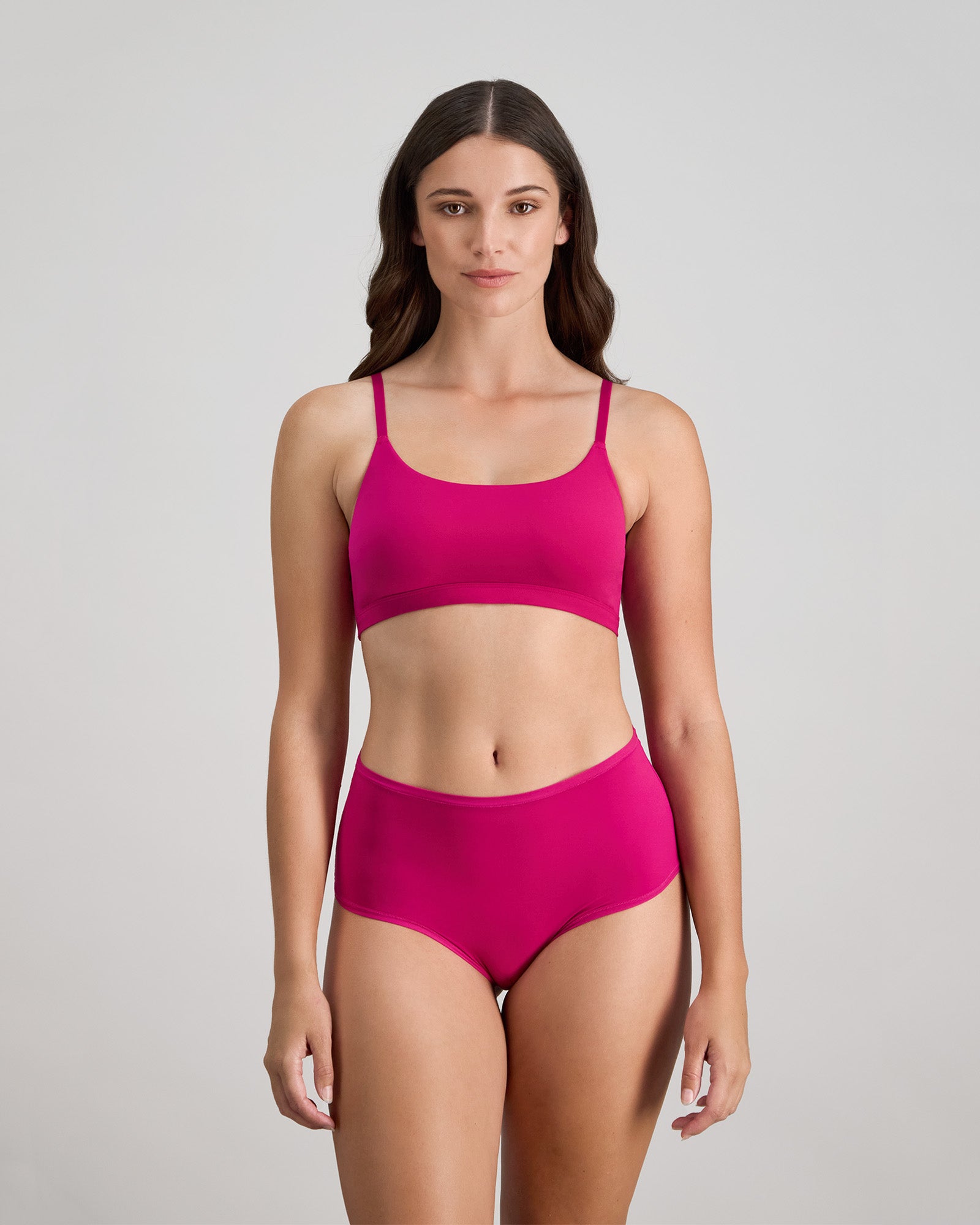 Extra-Ordinary Crop Top in FANTASY FUCHSIA. Flat lay back view
