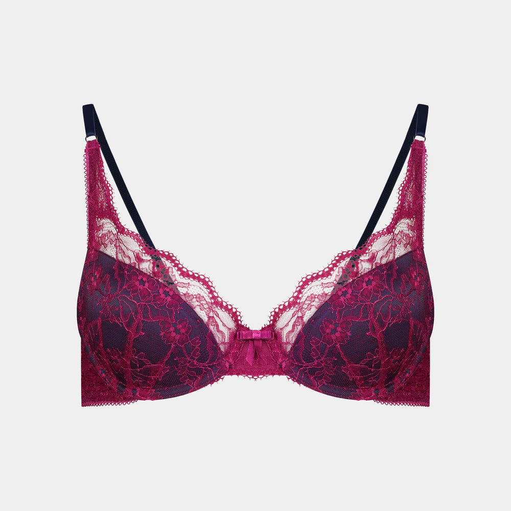 Giuliana Contour Bra in RASPBERRY RADIANCE/PEACOAT. Flat lay front view