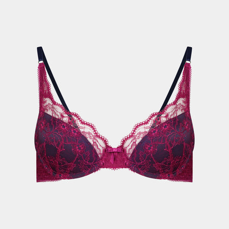 Giuliana Contour Bra in RASPBERRY RADIANCE/PEACOAT. Flat lay front view